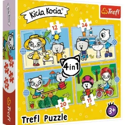 Trefl 4 in 1 - Kittykit day (12-15-20-24 Pièces)*Enfant Puzzles Pour Enfants|Chats
