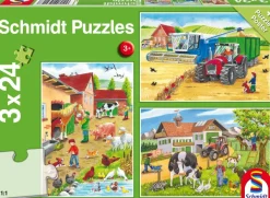 Schmidt Spiele 3 Puzzles - A La Ferme*Enfant Tracteurs|Animaux De La Ferme