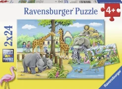 Ravensburger 2 Puzzles - Au Zoo*Enfant Animaux Sauvages|Dès 4 Ans : 21 À 30 Pièces