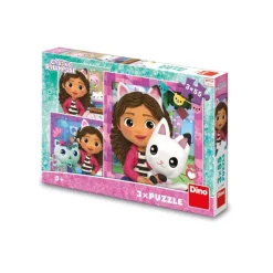 Dino 3 Puzzles - Gabby et ses Amis*Enfant Chats|Dès 6 Ans : 50 À 100 Pièces