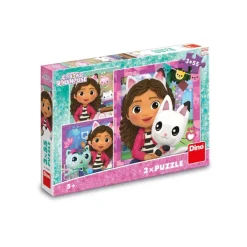 Dino 3 Puzzles - Gabby et ses Amis*Enfant Chats|Dès 6 Ans : 50 À 100 Pièces
