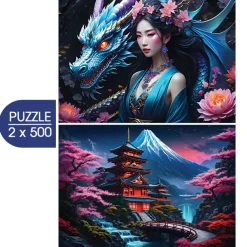 Bluebird Puzzle 2 Puzzles - Japan Spirit - Asia Collection*Femme Dragons|Hommes Et Femmes