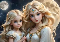 Alipson Puzzle 2 Puzzles - La Lune et le Soleil - Collection Mère et Fille*Femme Hommes Et Femmes|Bébés Et Enfants