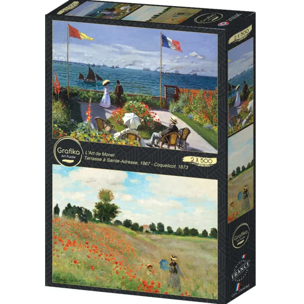 Grafika 2 Puzzles - L'Art de Monet : Terrasse à Sainte-Adresse, 1867 - Coquelicot, 1873* Art|De 500 À 999 Pièces