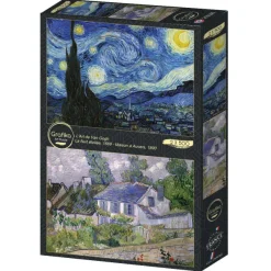 Grafika 2 Puzzles - L'Art de Van Gogh : La Nuit étoilée, 1889 - Maison à Auvers, 1890* Art|De 500 À 999 Pièces
