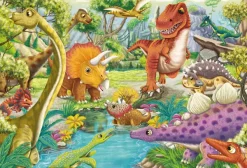 Schmidt Spiele 3 Puzzles - Les Dinosaures s'Amusent*Enfant Dinosaures|Dès 4 Ans : 21 À 30 Pièces