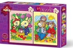 Art Puzzle 2 Puzzles - Les Lapins et la Famille Ours*Enfant Puzzles Pour Enfants|Dès 5 Ans : 31 À 49 Pièces