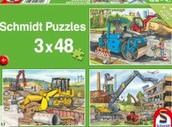 Schmidt Spiele 3 Puzzles - Mes Machines de Chantier Préférées*Enfant Puzzles Pour Enfants|Dès 5 Ans : 31 À 49 Pièces