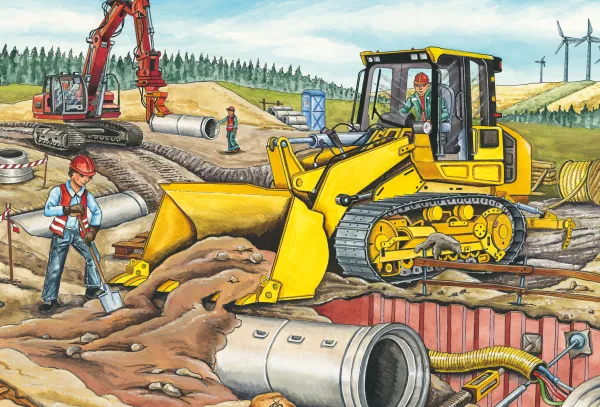 Schmidt Spiele 3 Puzzles - Mes Machines de Chantier Préférées*Enfant Puzzles Pour Enfants|Dès 5 Ans : 31 À 49 Pièces