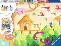Ravensburger 2 Puzzles - Puzzle & Play - Aventures dans la Jungle*Enfant Animaux Sauvages|Dès 4 Ans : 21 À 30 Pièces
