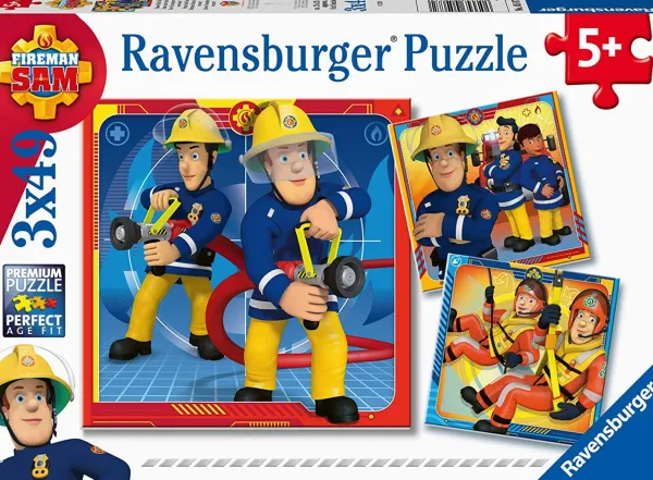 Ravensburger 3 Puzzles - Sam le Pompier*Enfant Pompiers, Police, Secours|Dès 5 Ans : 31 À 49 Pièces