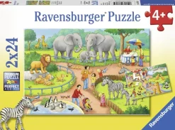 Ravensburger 2 Puzzles - Un Jour au Zoo*Enfant Animaux Sauvages|Dès 4 Ans : 21 À 30 Pièces