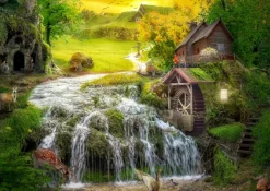 Enjoy Puzzle A Log Cabin by the Magic Creek* Cascades|Phares Et Moulins
