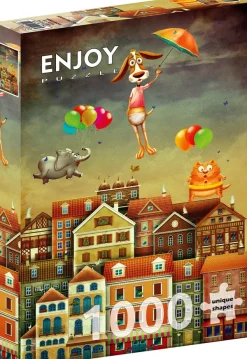 Enjoy Puzzle Above the City*Femme Humour, Satire Et Wasgij|Villes Et Villages