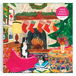 Galison Amis au Coin du Feu - Puzzle de 1000 Pièces dans une Boîte Carrée* Déco Et Objets|De 1 000 Pièces