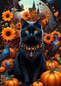 Bluebird Puzzle Autumn Cat*Femme Chats|Halloween