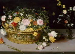 Grafika Brueghel Pieter - Jan Brueghel - Flowers in a Basket and a Vase, 1615* Art|De 500 À 999 Pièces