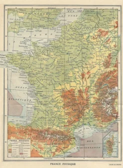 Grafika Carte de la France Physique - Larousse, 1925* De 2 000 Pièces|De 2 000 Pièces