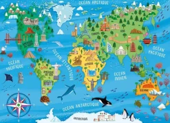 Nathan Carte du Monde*Enfant Puzzles Pour Enfants|Dès 6 Ans : 50 À 100 Pièces