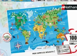 Nathan Carte du Monde*Enfant Puzzles Pour Enfants|Dès 6 Ans : 50 À 100 Pièces