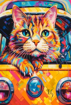 Castorland Chat qui Voyage en Buse* Voitures, Motos Et Camions|Chats