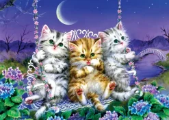Art Puzzle Chatons se Balançant au Clair de Lune* Chats|De 500 À 999 Pièces