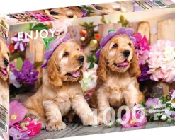 Enjoy Puzzle Chiots aux Chapeaux de Fleurs*Femme Chiens|Humour, Satire Et Wasgij