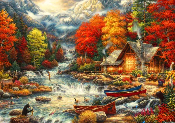 Bluebird Puzzle Chuck Pinson - Treasures of the Great Outdoors* Animaux De La Forêt|Cottages Et Châlets