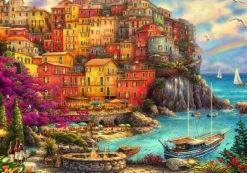 Grafika Chuck Pinson - Chuck Pinson - A Beautiful Day at Cinque Terre* Bateaux|Villes Et Villages