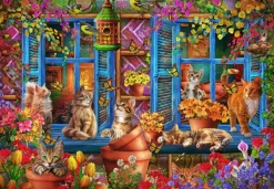 Bluebird Puzzle Ciro Marchetti - Chats sur le Rebord de la Fenêtre* Chats|Forêts, Fleurs Et Jardins