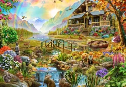 Bluebird Puzzle Country Paradise* Animaux De La Forêt|Cottages Et Châlets