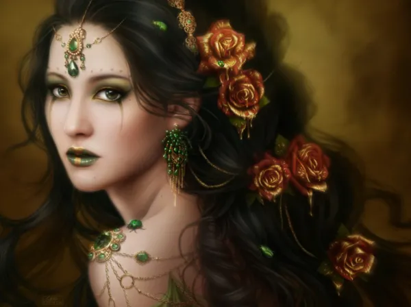 Grafika Cris Ortega - Golden Rose*Femme De 2 000 Pièces|De 2 000 Pièces