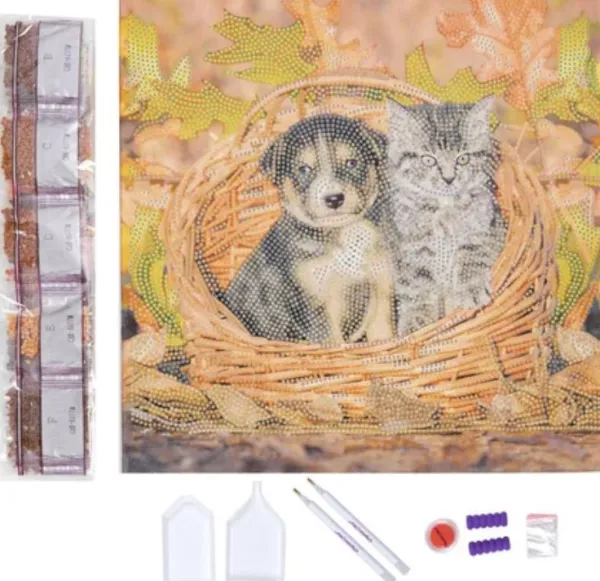Crystal Art - Kit Broderie Diamant - Chat et Chien* Broderie Diamant|Chiens