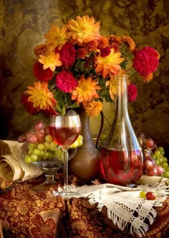 Enjoy Puzzle Dahlias and Wine* Déco Et Objets|Forêts, Fleurs Et Jardins