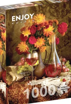 Enjoy Puzzle Dahlias and Wine* Déco Et Objets|Forêts, Fleurs Et Jardins
