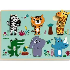 Djeco Encastrement 12 pièces en bois - Coucou Jungle*Enfant Puzzles Pour Enfants