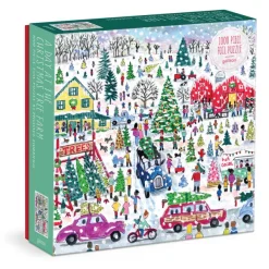 Galison Ferme d'Arbres de Noël - Puzzle Étincellant de 1000 Pièces*Femme Noël|Neige