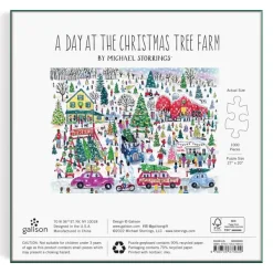 Galison Ferme d'Arbres de Noël - Puzzle Étincellant de 1000 Pièces*Femme Noël|Neige