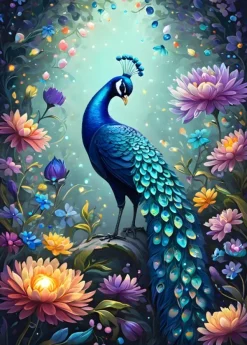 Bluebird Puzzle Flowers & Peacock* Oiseaux|Forêts, Fleurs Et Jardins