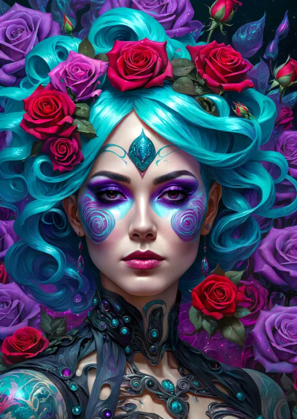 Enjoy Puzzle Gothic Flowers Portrait*Femme Hommes Et Femmes|Gothiques Et Sorcières