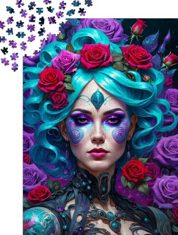 Enjoy Puzzle Gothic Flowers Portrait*Femme Hommes Et Femmes|Gothiques Et Sorcières