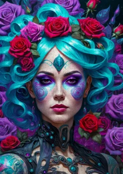 Enjoy Puzzle Gothic Flowers Portrait*Femme Hommes Et Femmes|Gothiques Et Sorcières