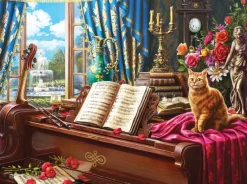 SunsOut Grand Piano Cat* Chats|Rétros Et Nostalgie