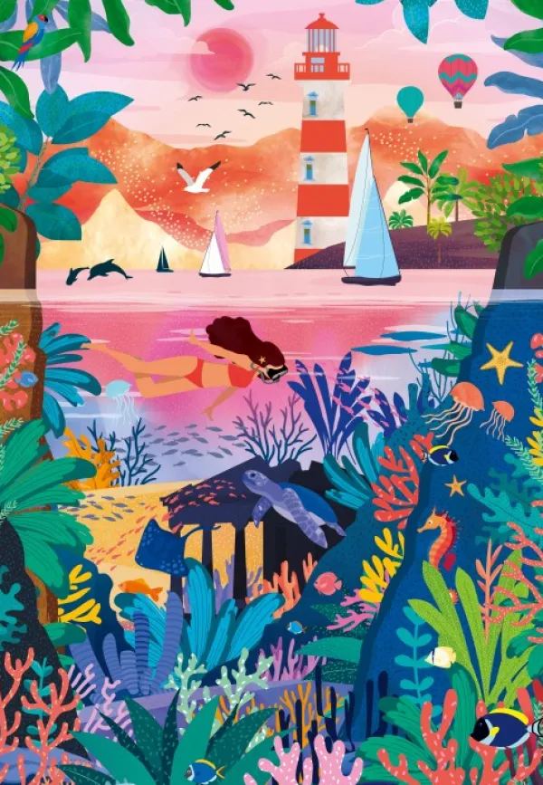 Pieces & Peace Heln.illustration - Fonds Marins Colorés* Mers Et Océans|Phares Et Moulins