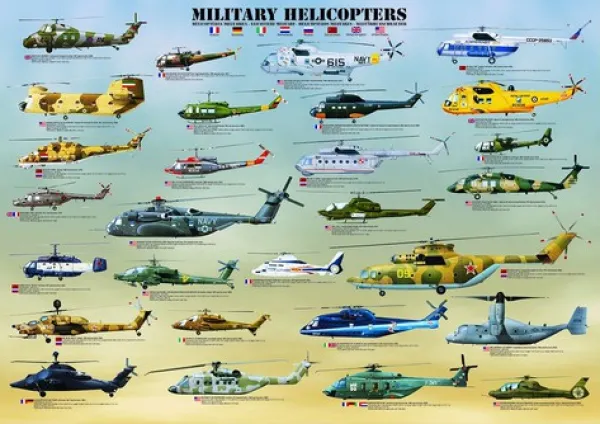 Eurographics Hélicoptères Militaires* Avions Et Objets Volants|De 1 000 Pièces