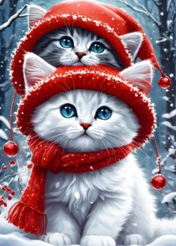 Bluebird Puzzle Kitties in the Winter* Chats|Neige