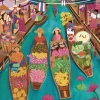 Pieces & Peace Lack Studio - Marché Flottant en Thaïlande*Femme Bateaux|Hommes Et Femmes