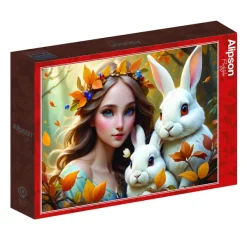 Alipson Puzzle Lady and Bunnies* Forêts, Fleurs Et Jardins|De 500 À 999 Pièces