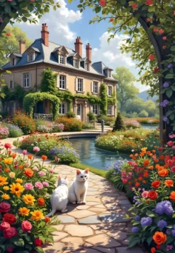 Alipson Puzzle L'Arche Fleurie du Cottage* Chats|Forêts, Fleurs Et Jardins