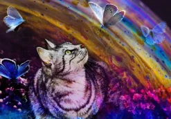 Grafika Kids Le Chat et les Papillons*Enfant Chats|Forêts, Fleurs Et Jardins